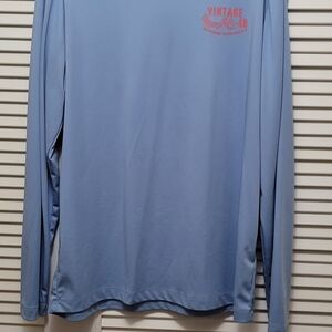 Weatherproof Light Blue Tee with Orange Logo Print